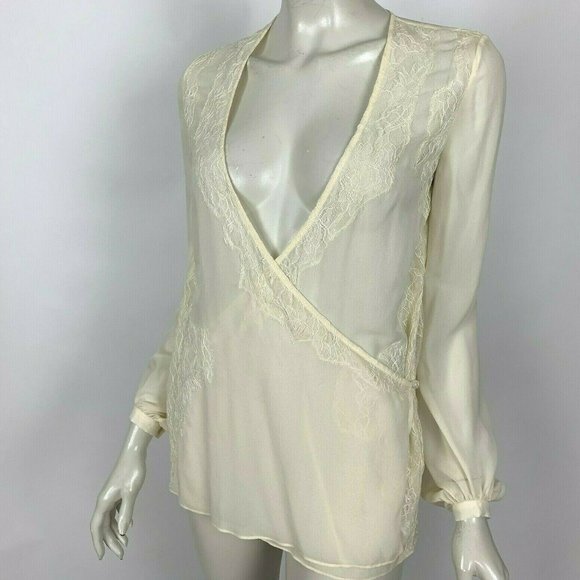 Haute Hippie Silk Lace Chiffon Wrap‎ Blouse Top - Picture 1 of 8